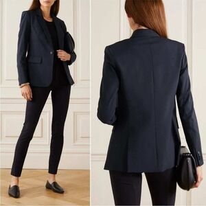 Veronica Beard Classic Single-Button Wool Blazer Navy Blue Size 6